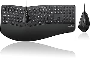 Perixx PERIDUO-505 Combo Teclado y Ratón ergonómico, con Disposición de Teclas Dividida, Reposamuñecas Ajustable, QWERTY Español