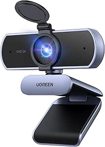 UGREEN Webcam 2K 30FPS Full HD USB Webcam para Ordenador Enfoque Fijo Plug and Play para Windows MacOS Linux Streaming Youtube Skype Call Video Zoom Videoconferencia(Gris)