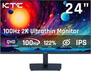 KTC Monitor 24 Pulgadas, QHD 2K 100Hz IPS Monitor, 1300:1 Contrast, Anti-Blue Light Ordenador, 122% sRGB, Support Adaptive Sync