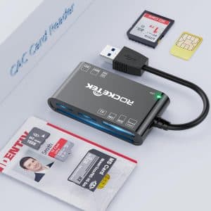 Lector Dnie Electronico USB-A Lector de Tarjeta Inteligente DNI, 7-in-1 Lector Dnie SIM CAC Smart Card Reader Lector de Tarjetas ISO 7816 CRS/CNS/SIM/MicroSD/SD/MMC/M2, Tacografo Digital