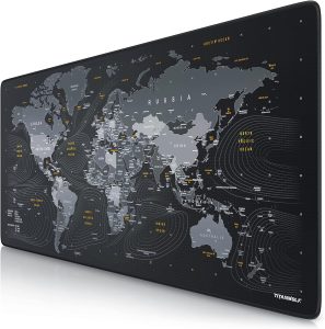 CSL-Computer TITANWOLF - Alfombrilla de ratón XXL Speed Gaming Titan Wolf Mapamundi 900 x 400 mm - XXL Alfombrilla para ratón, tamaño Grande, Mejora la...