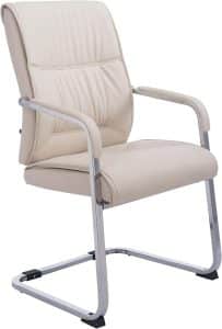 CLP Silla De Conferencia Anubis En Polipiel I Silla De Oficina En Estilo Cantiléver, con Reposabrazos & Base Metálica, Color:Crema