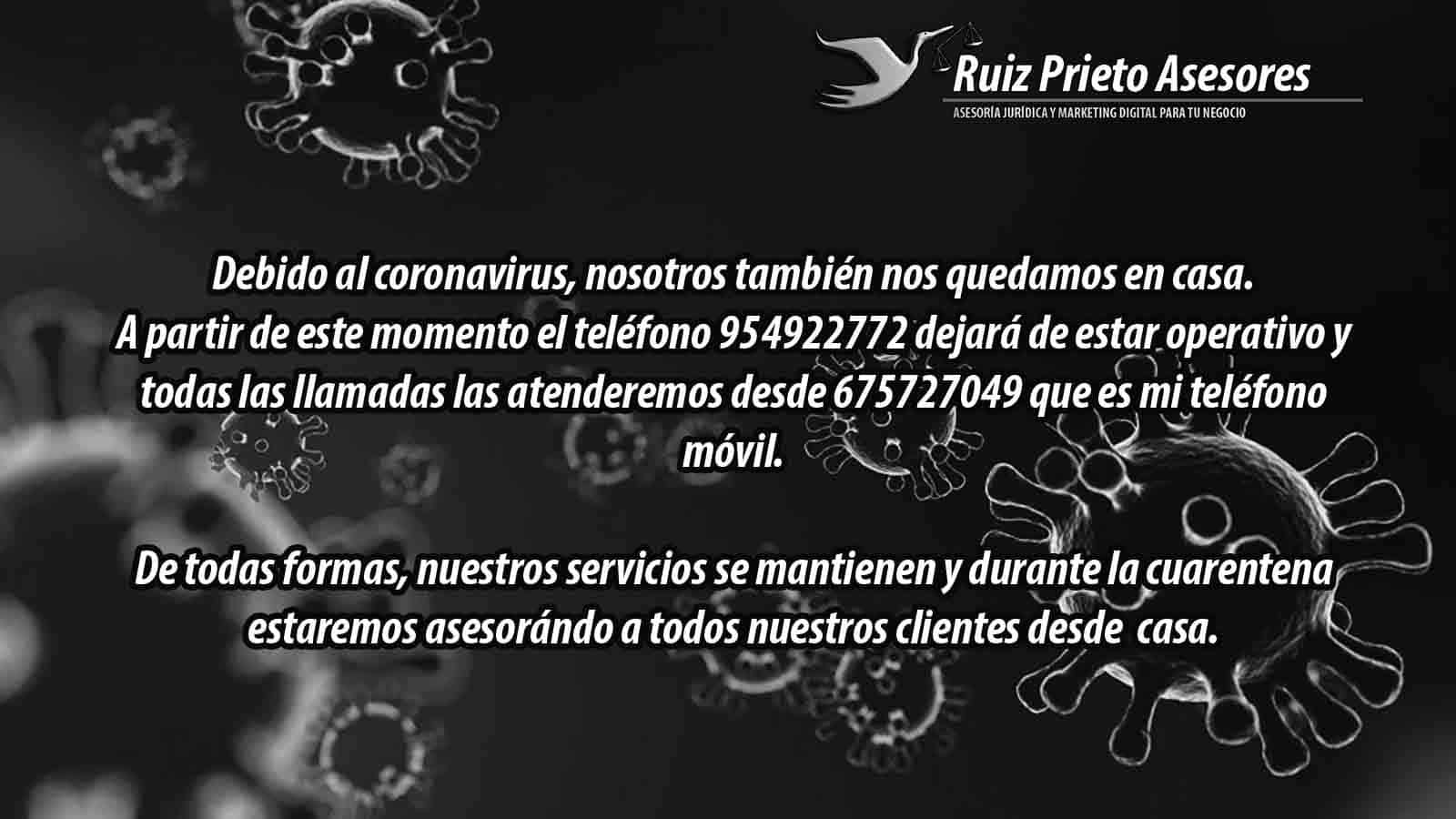 Coronavirus y servicuos de Ruiz Prieto Asesores