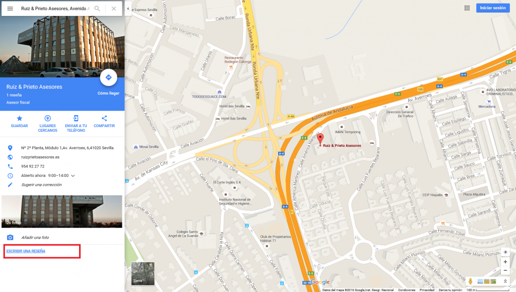 ficha de negocio en google maps